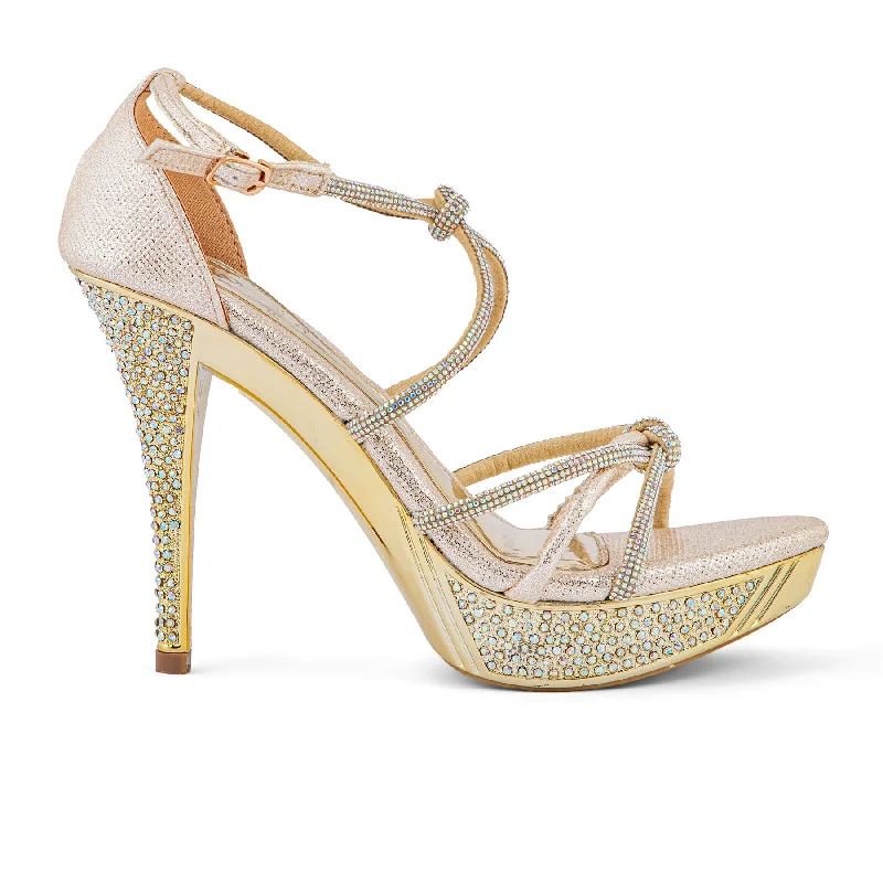 Sandals with pliable tread-Golden Fancy Bridal Sandal FN5937