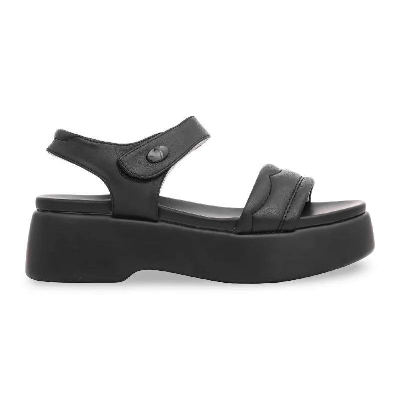 Sandals with dense tread-Black Formal Sandal PU4007