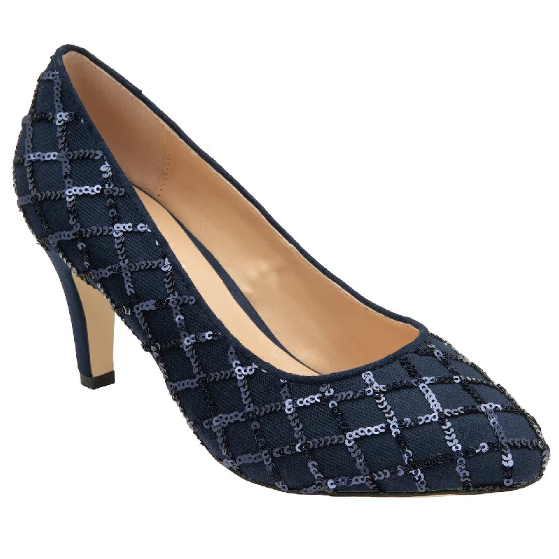 Lotus Lucia Ladies Navy Textile  Heels