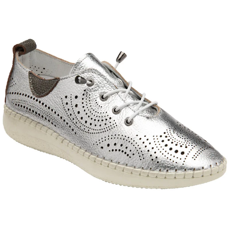 Lotus Katya ULS327 Ladies Silver Leather Elasticated Shoes