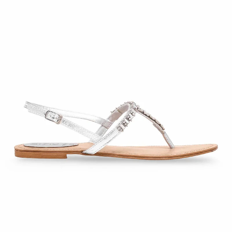 Sandals with grid design-Silver Fancy Sandal FN5904