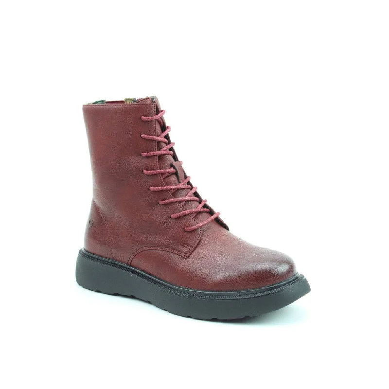 Ankle boots for pet parks-Heavenly Feet Fern Ladies Ruby Red Vegan Zip & Lace Ankle Boots