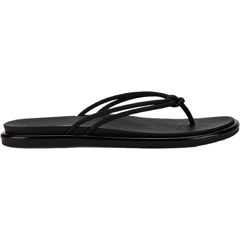 Sandals for petite sizes-Women's Olukai Aka Black/Black Synthetic