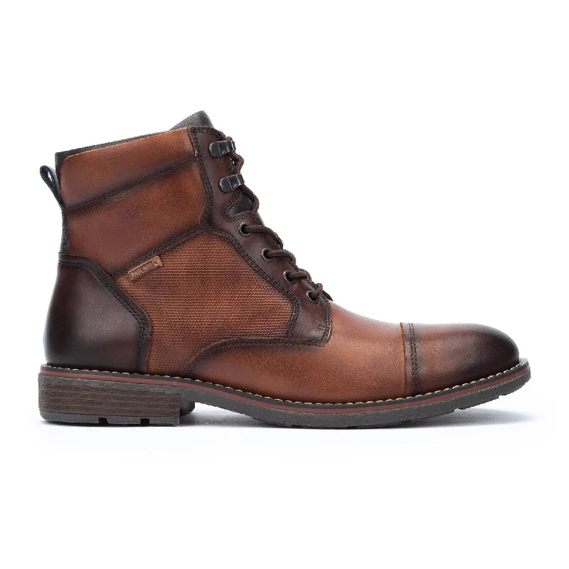 Ankle boots for city streets-Pikolinos York M2M-8156C1 Mens Cuero Brown Leather Zip & Lace Ankle Boots