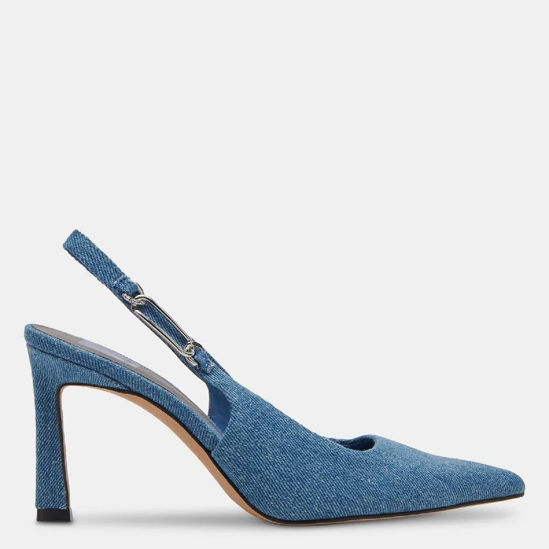 Heeled sandals for island getawayKrista Heels Blue Denim