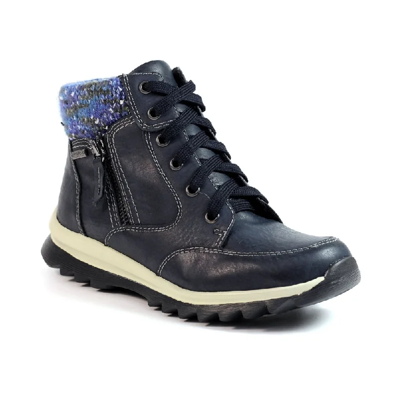 Ankle boots for flat feet-Lunar GLB115 Buttermere Ladies Navy Waterproof Zip & Lace Ankle Boots