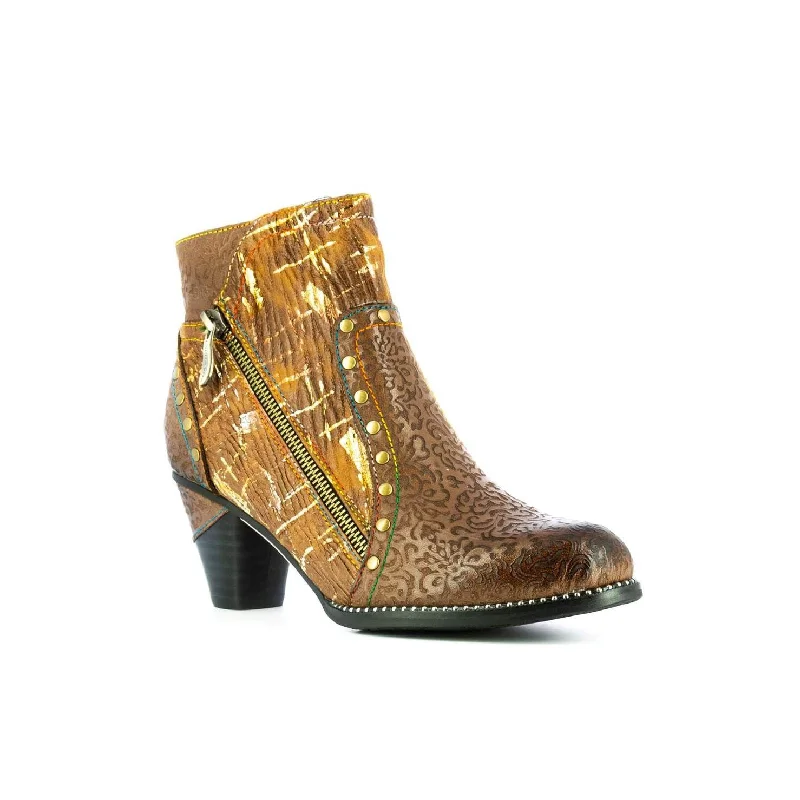 Ankle boots for grassy fields-Laura Vita Alcizeeo 47 Ladies Camel Heeled Ankle Boot