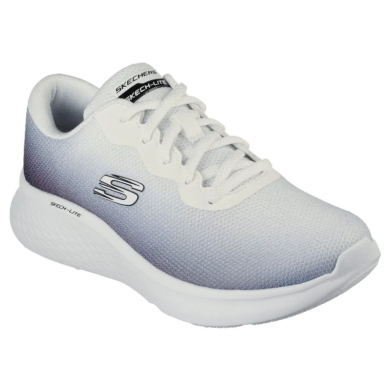 Skechers 149995 Skech Lite Pro Fade Out Ladies White And Black Textile Vegan Lace Up Trainers