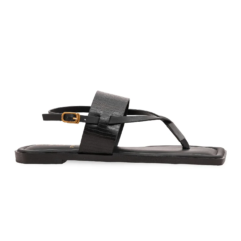 Sandals for hiking-Black Formal Sandal FR0507