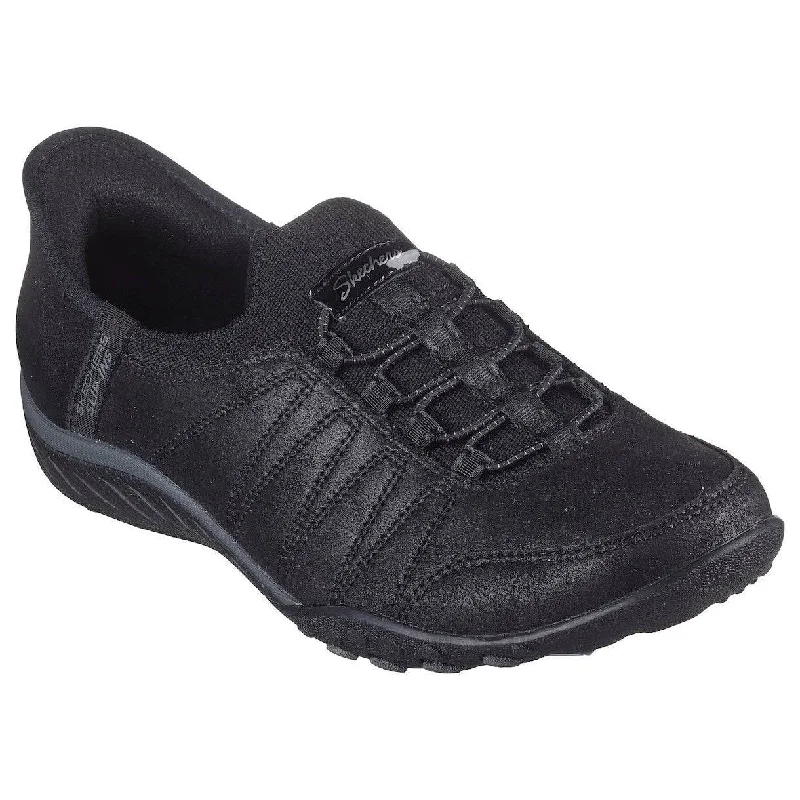 Skechers 100615 Breathe-Easy - Home Hands Free Relaxed Fit Ladies Wide Black Vegan Slip On Trainers