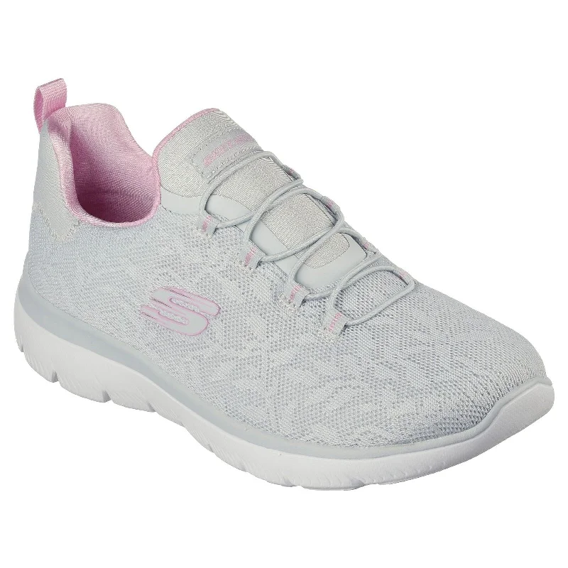 Skechers 149936 Summits Good Taste Ladies Light Grey And Lavender Textile Vegan Elasticated Trainers