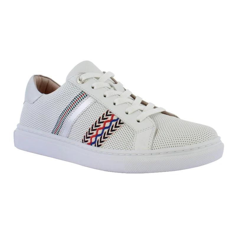 Adesso Sasha Ladies White A6526 Leather Lace Up Trainers