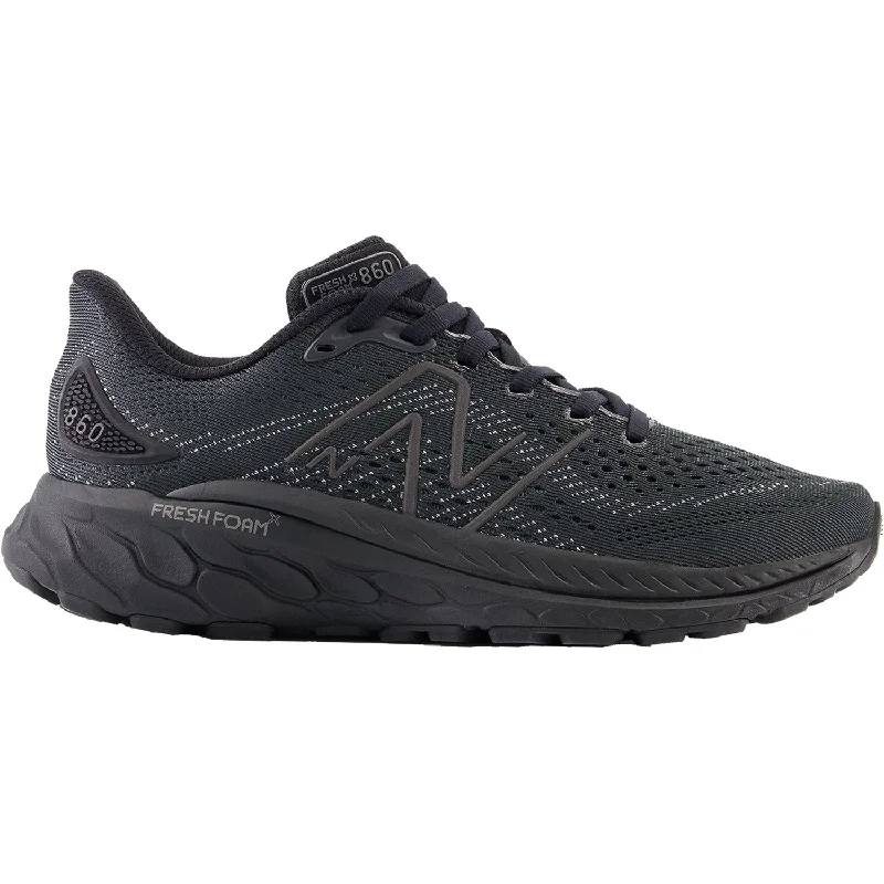 Athletic shoes with unique laces-Women's New Balance W860T13 Fresh Foam X Black/Lead/Black Metallic Mesh