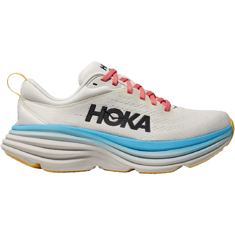 Athletic shoes with reflective midsoles-Women's Hoka Bondi 8 Blanc De Blanc/Swim Day Mesh Mesh