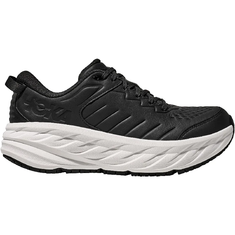 Athletic shoes with subtle prints-Men's Hoka Bondi SR Carbon Black/White Leather