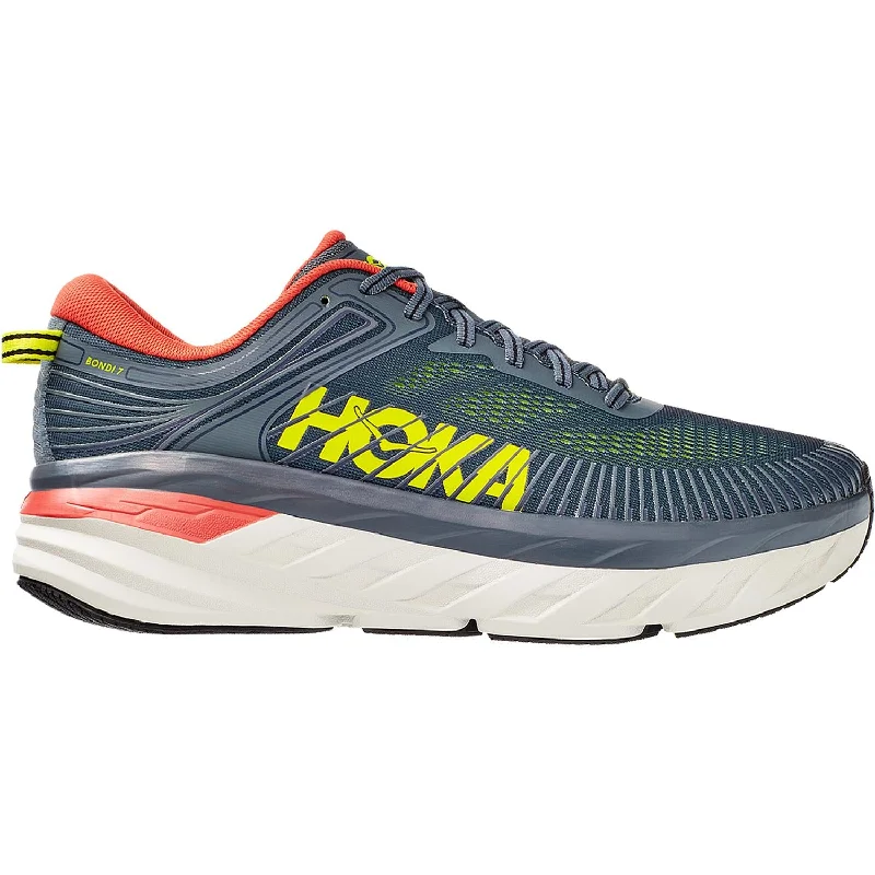 Athletic shoes with padded midsoles-Men's Hoka One One Bondi 7 Turbulence/Chili Mesh