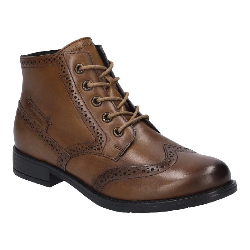 Ankle boots for pet nights-Josef Seibel Simona 08 Ladies Cognac Brown Leather Arch Support Side Zip Ankle Boots