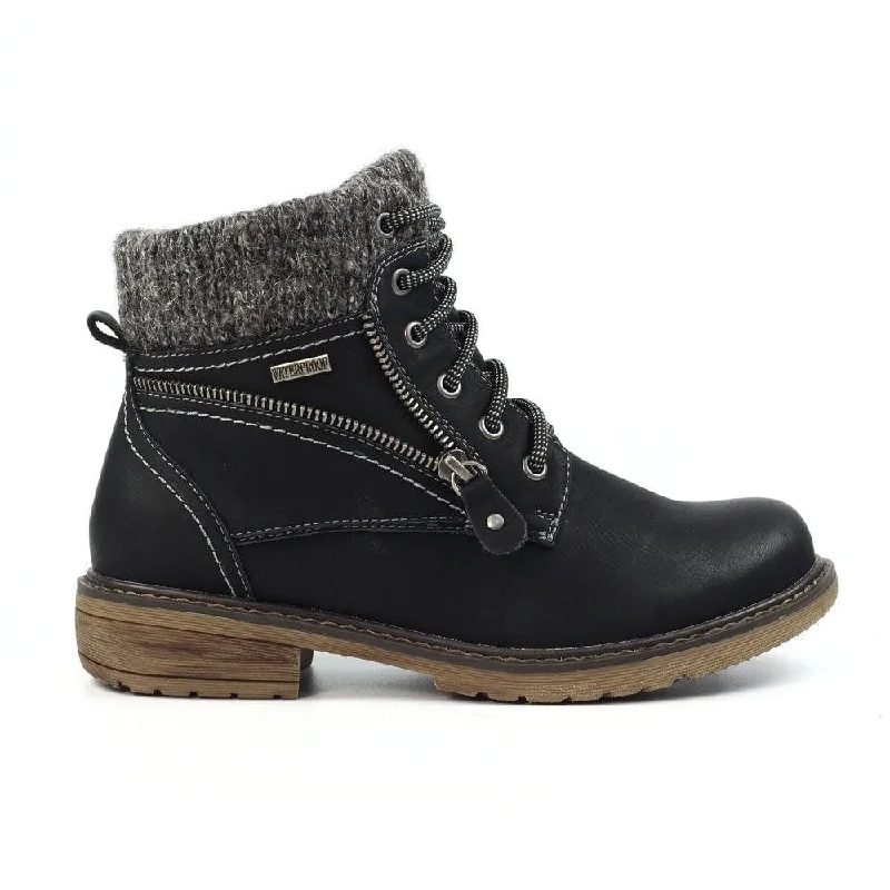 Ankle boots shock absorbent-Lunar GLB090 Benson III Ladies Black Waterproof Zip & Lace Ankle Boots