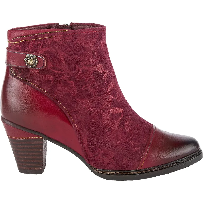 Booties with foot softnessWomen's L'Artiste by Spring Step Socute Bordeaux Leather/Suede