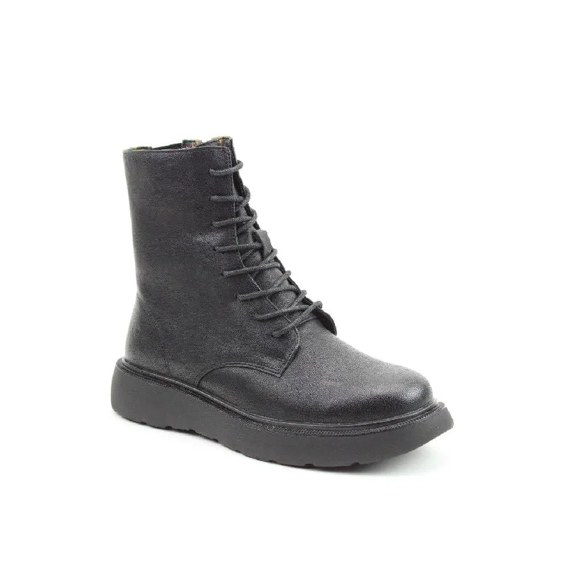 Ankle boots for pet trips-Heavenly Feet Fern Ladies Black Vegan Zip & Lace Ankle Boots