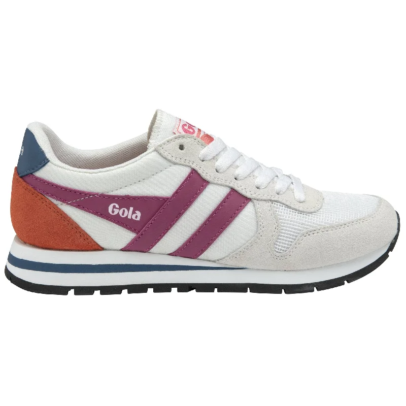 Gola Daytona Ladies White, Fuchsia And Marine Blue Leather & Textile Lace Up Trainers