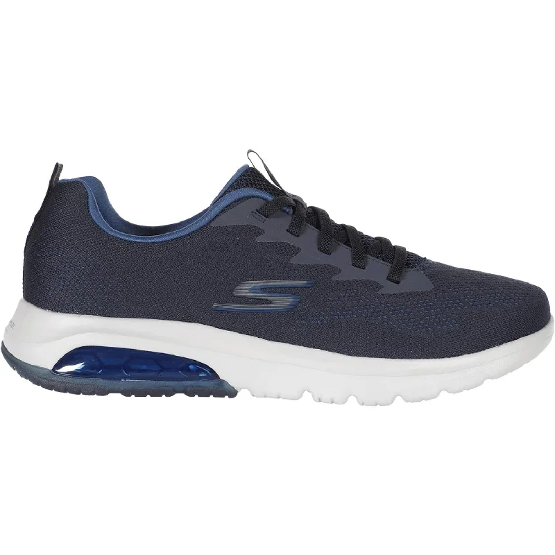 Athletic shoes with tough heels-Men's Skechers GOwalk Air Nitro Navy Knit Fabric