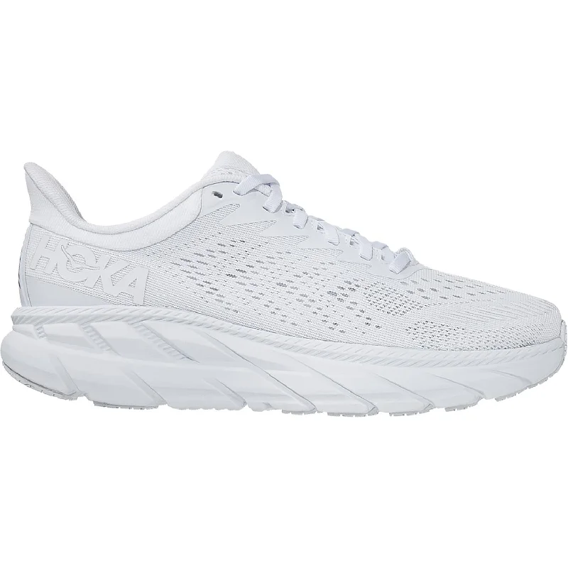 Athletic shoes for sweaty trails-Women's Hoka One One Clifton 7 White/White Mesh