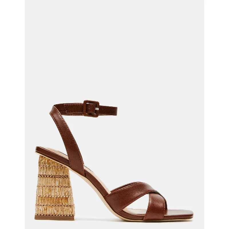 Heeled sandals for hippie lookRenley Brown Leather