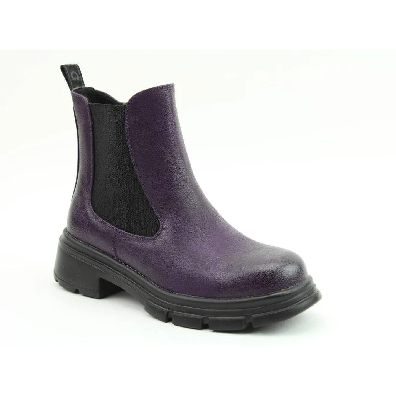 Ankle boots for teams-Heavenly Feet Remy Ladies Purple Vegan Side Zip Ankle Boots