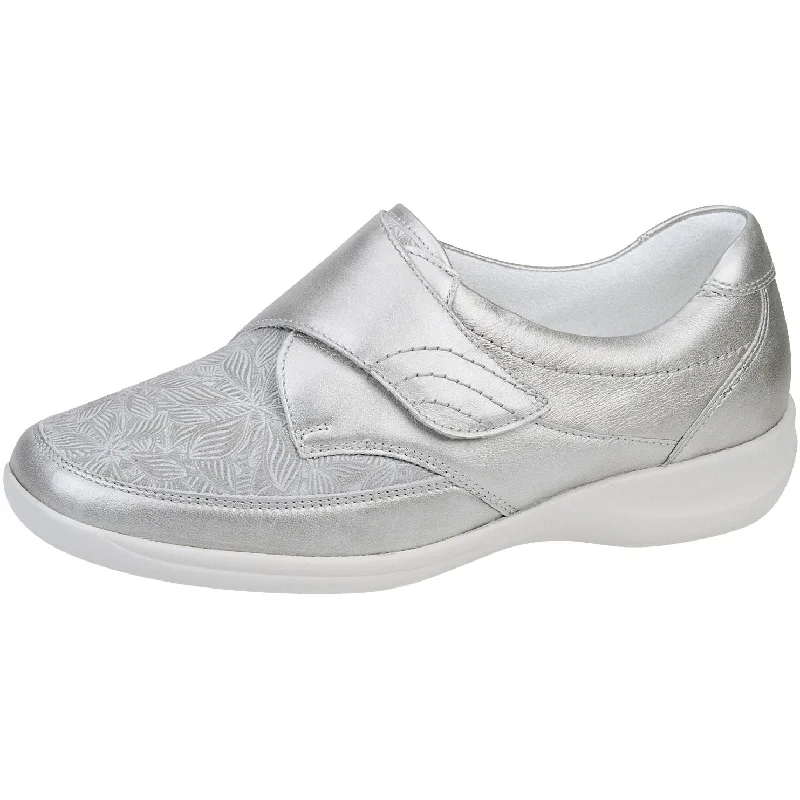 Waldlaufer M54306 207 230 Millu-S Ladies Silver & Taupe Leather & Textile Touch Fastening Shoes