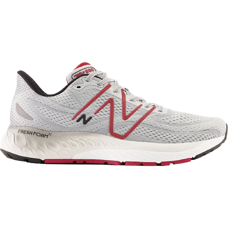 Athletic shoes with classic heels-Men's New Balance M880G13 Fresh Foam X Aluminum Grey/Crimson/Black Mesh