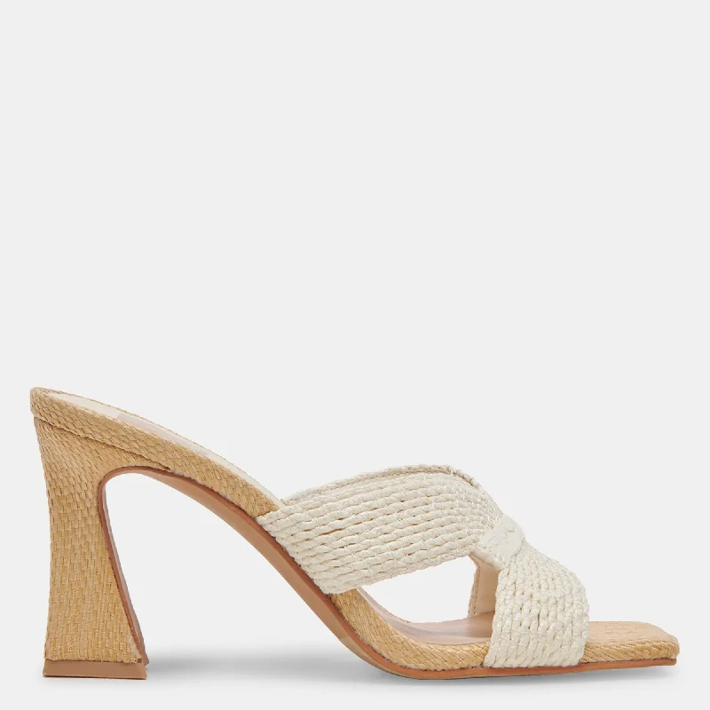 Nitro Wide Heels White Raffia