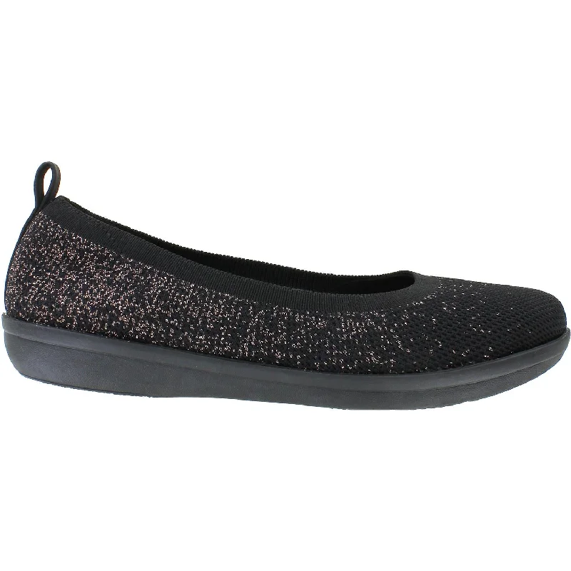 Athletic shoes for wet hikes-Women's Clarks Cloudsteppers Ayla Paige Black/Rose Gold Flecks Fabric