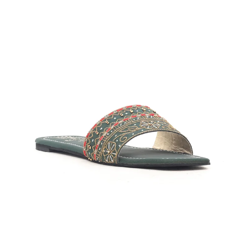 Slippers for space cozyGreen Ethnic Slipper EC0159