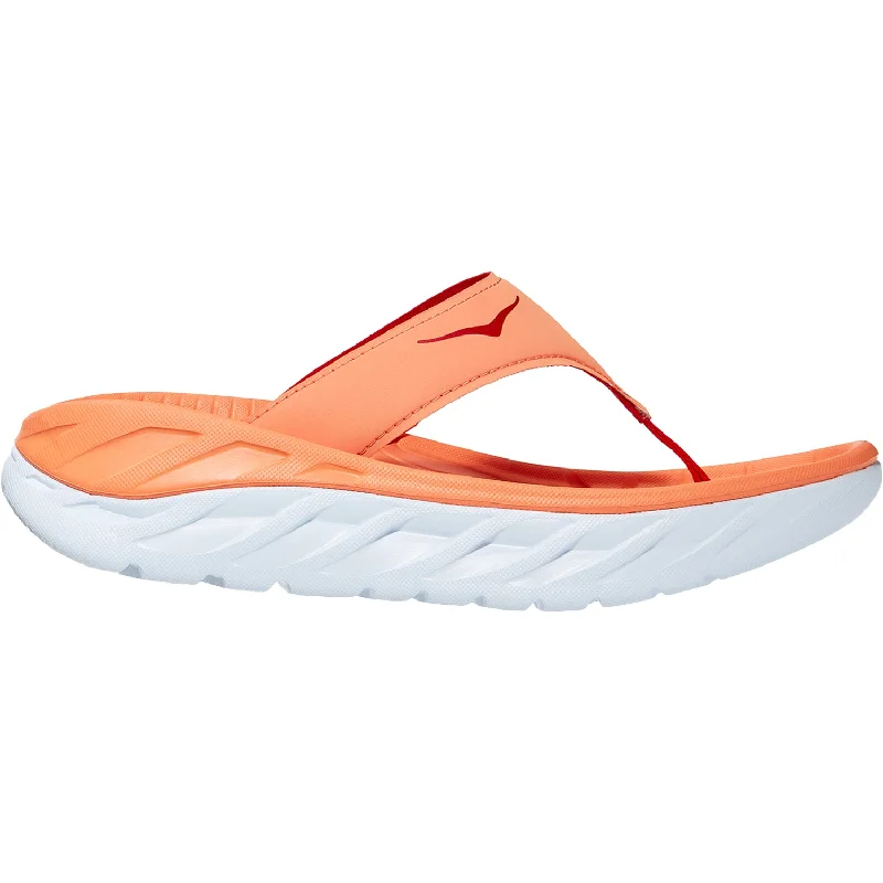 Sandals with leather straps-Women's Hoka One One Ora Recovery Flip Cantaloupe/Fiesta Fabric