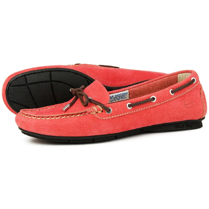 Orca Bay Ballena Ladies Fire Red Washable Leather Deck Shoes