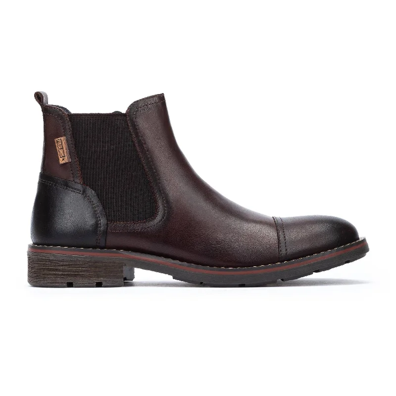 Ankle boots for rural areas-Pikolinos York M2M-8022C1 Mens Olmo Brown Leather Side Zip Ankle Boots