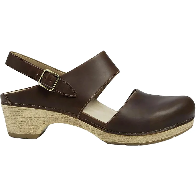 Sandals for city walks-Women's Dansko Lucia Tan Oiled Pull Up Leather