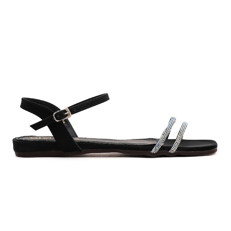 Sandals with vivid print-Black Fancy Sandal FN5839