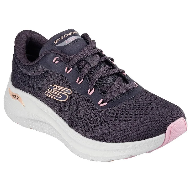 Skechers 150051 Arch Fit 2.0 - Big L Ladies Pewter Textile Vegan Arch Support Lace Up Trainers