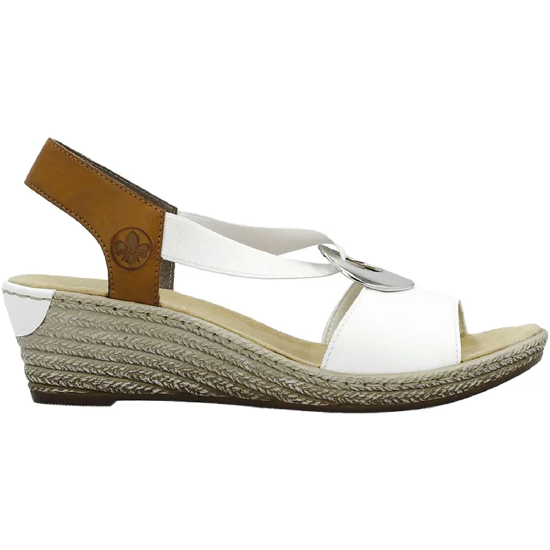 Sandals with dense sole-Women's Rieker 624H6-81 Fanni Weiss/Cayenne Alabama/Eagle Synthetic