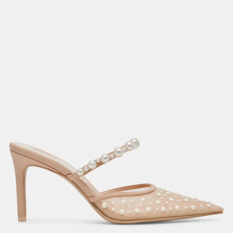 Heeled sandals for loose styleKatik Pearl Heels Blush Mesh