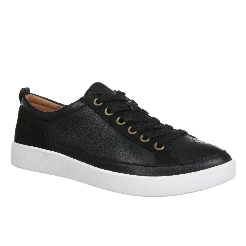 Vionic Winny Ladies Black Leather Arch Support Lace Up Trainers