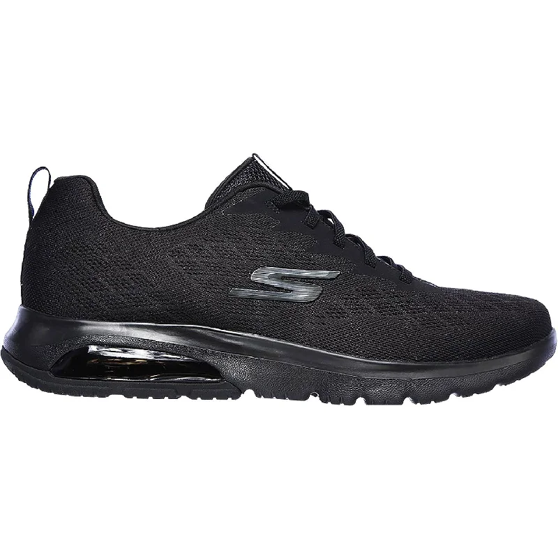 Athletic shoes for gravel trails-Men's Skechers GOwalk Air Nitro Black Knit Fabric