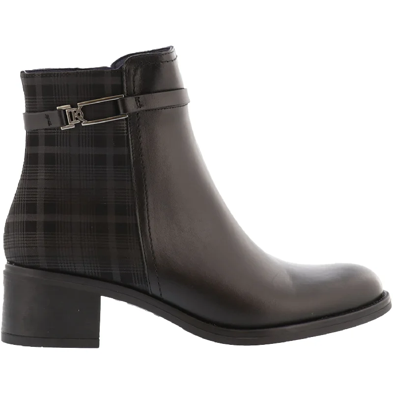 Booties with stylish solesWomen's Dorking Chiara D9133-101792 Black Leather/Plaid