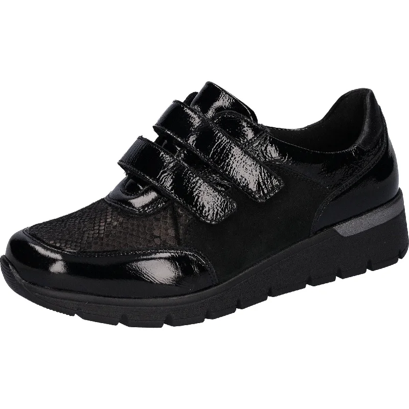 Waldlaufer 626K31 400 001 K-Ramona Ladies Black Croc Patent Leather Touch Fastening Shoes