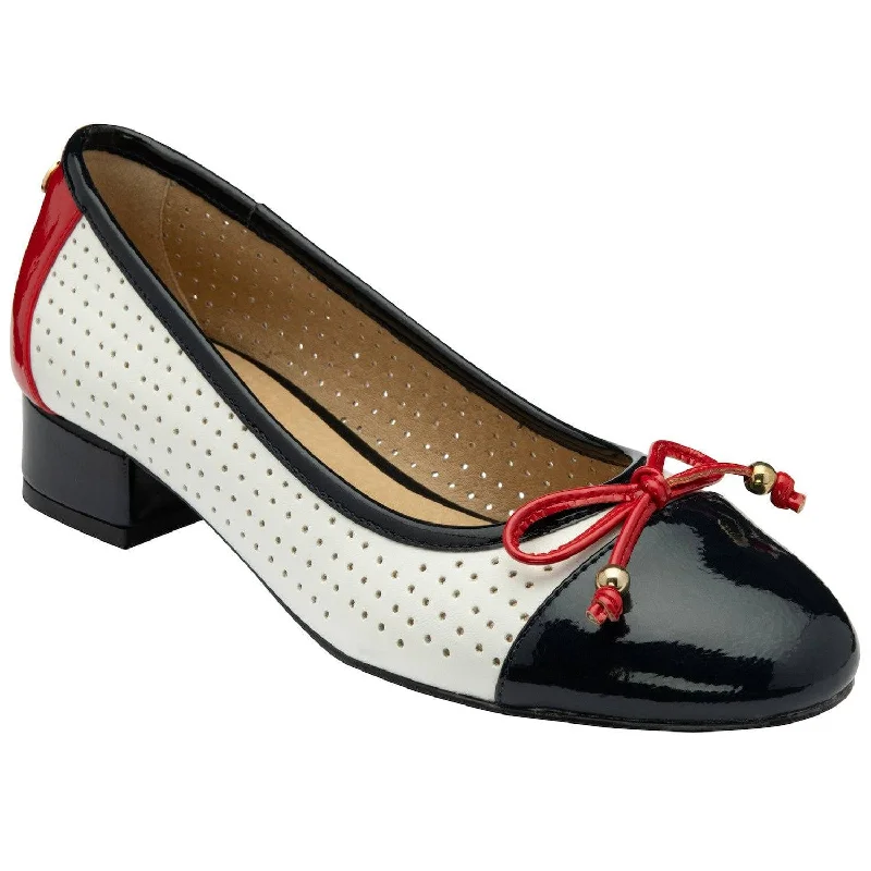 Lotus Briar Ladies White/Navy/Red Slip On Shoes