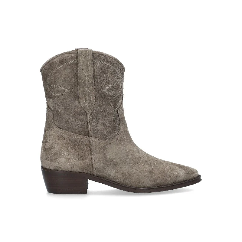 Ankle boots flexible sole-Alpe Cecile 22351121 Ladies Spanish Taupe Suede Slip On Ankle Boots