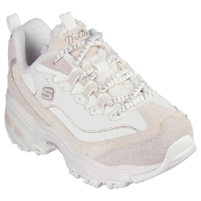 Skechers 150240 D'Lites Cold Days Natural Lace Up Platform Trainers