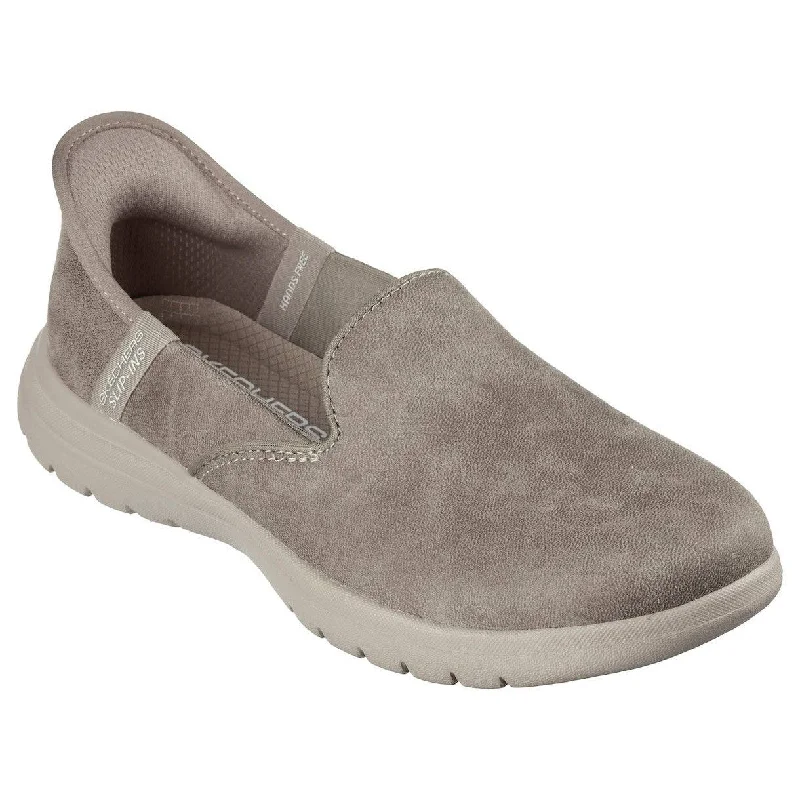 Skechers 136544 On-The-Go Flex - Cap Hands Free Ladies Taupe Textile Slip On Shoes